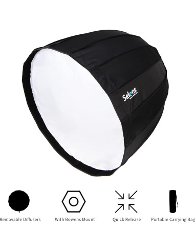Softbox Parabólico Profundo Selens 70 cm Montura Bowens