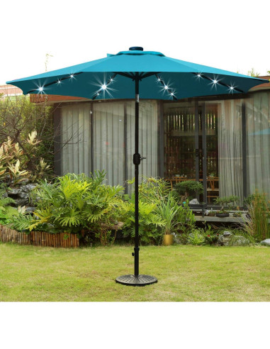 Sombrilla de Patio Solar LED 2.74m Sunnyglade Azul Teal