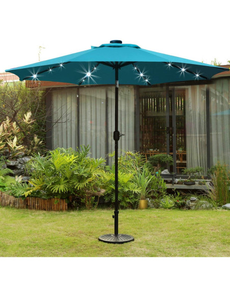 Sombrilla de Patio Solar LED 2.74m Sunnyglade Azul Teal