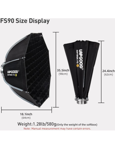 Softbox 90cm LAPGOOD FS90 para Fotografía Profesional