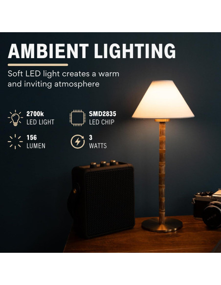 Lámpara de Mesa LED LUXE LYKOS 38 cm Batería Recargable Blanca