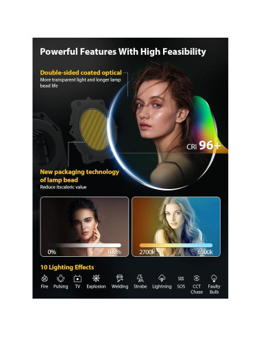 Luz de Video COLBOR CL220 220W Bi-Color 2700-6500K CRI96+