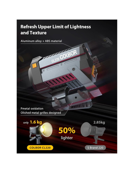 Luz de Video COLBOR CL220 220W Bi-Color 2700-6500K CRI96+