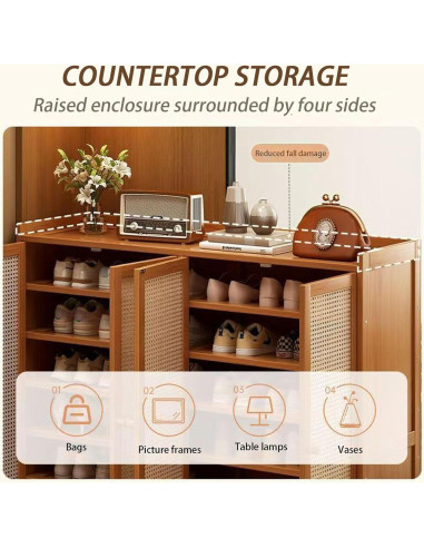 Armario de Zapatos BVOUVOI de Bambú 8 Niveles Marrón