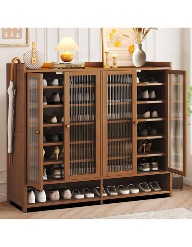 Armario de Zapatos BVOUVOI de Bambú 8 Niveles Marrón