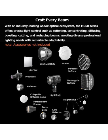 Luz LED Bi-Color Godox MS60Bi para Video y Streaming