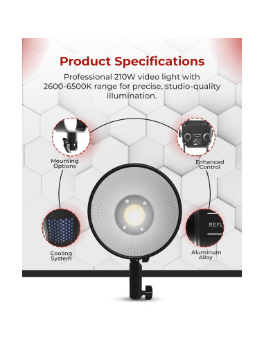 Luz LED COB Bi-Color 210W Reflex Camera con Montura Bowens