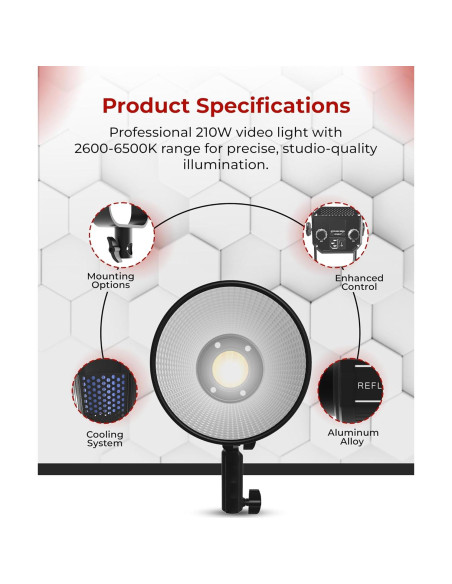 Luz LED COB Bi-Color 210W Reflex Camera con Montura Bowens
