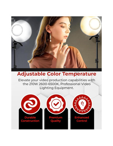 Luz LED COB Bi-Color 210W Reflex Camera con Montura Bowens