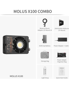 Luz de Video Bi-Color ZHIYUN MOLUS X100 100W Compacta 2