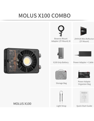 Luz de Video Bi-Color ZHIYUN MOLUS X100 100W Compacta