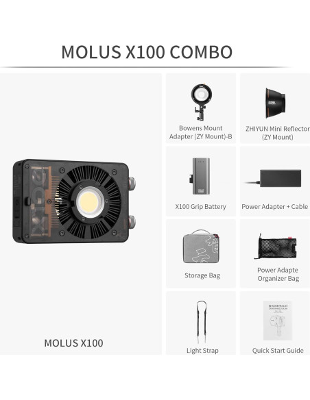Luz de Video Bi-Color ZHIYUN MOLUS X100 100W Compacta