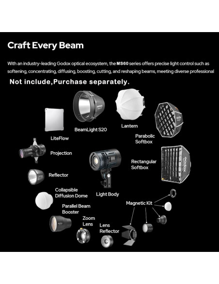 Godox MS60BI Luz de Video LED 60W Bi-Color CCT RGBW