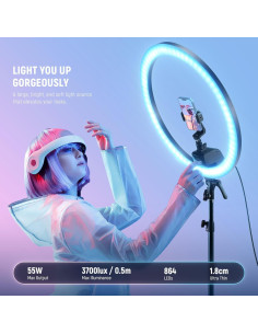 Kit de Luz de Anillo LED RGB NEEWER SRP18C 18" con Trípode 2