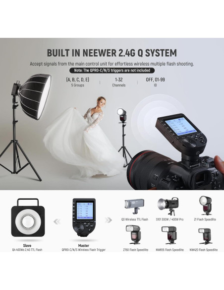 Flash Estroboscópico NEEWER Q4 400Ws TTL Batería 2800mAh