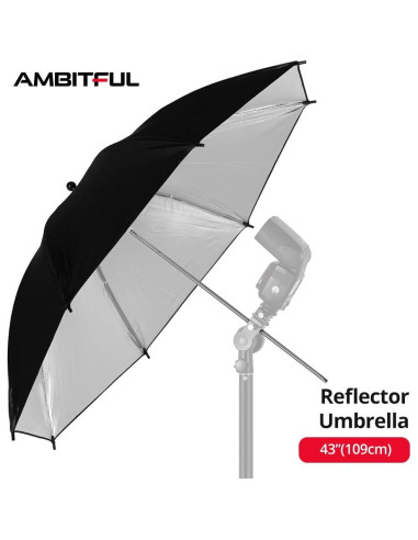 Paraguas Reflectante AMBITFUL Negro Plateado 43in x2