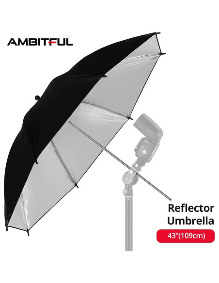 Paraguas Reflectante AMBITFUL Negro Plateado 43in x2