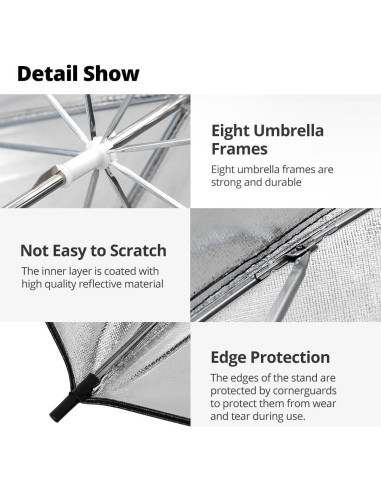 Paraguas Reflectante AMBITFUL Negro Plateado 43in x2