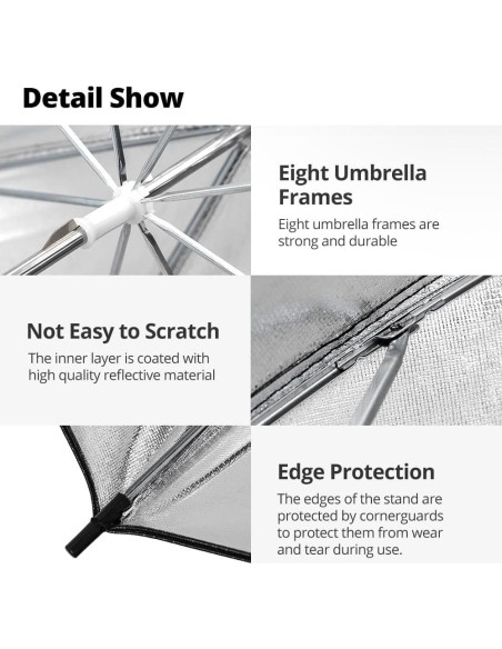 Paraguas Reflectante AMBITFUL Negro Plateado 43in x2