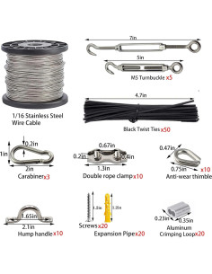 Kit de Cable de Acero Inoxidable 50m BRISBONN con Tensores M5 2