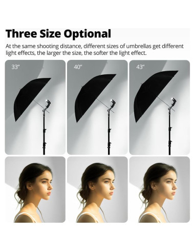 Paraguas Reflectante AMBITFUL Negro Plateado 43in x2