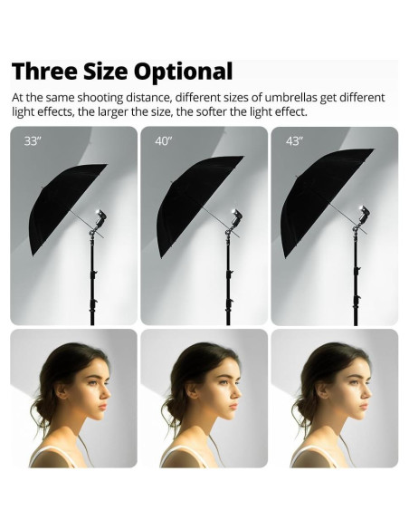 Paraguas Reflectante AMBITFUL Negro Plateado 43in x2