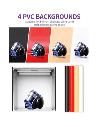 Caja de Luz SAMTIAN 80x80x80 cm con 126 LED y 4 Fondos