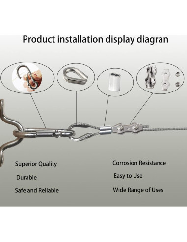 Kit de Cable de Acero Inoxidable 50m BRISBONN con Tensores M5