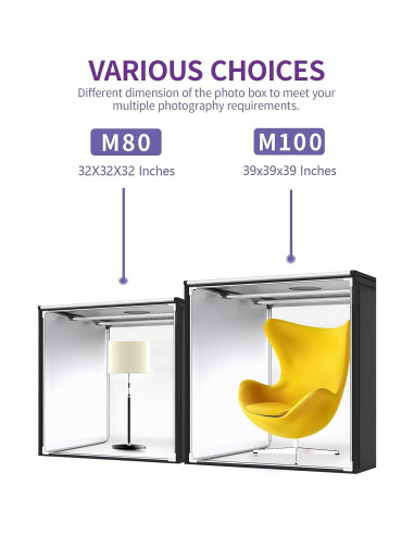 Caja de Luz SAMTIAN 80x80x80 cm con 126 LED y 4 Fondos