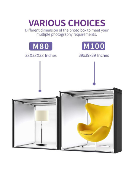 Caja de Luz SAMTIAN 80x80x80 cm con 126 LED y 4 Fondos