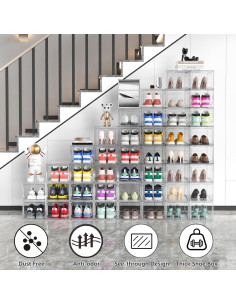 Organizador de Zapatos Kjfeoiye 12 Cajas Apilables Acrílico Blanco 2