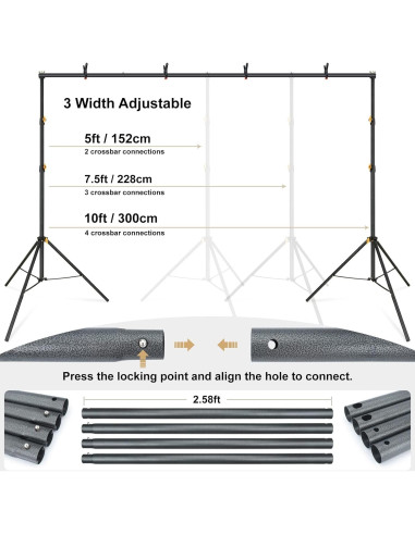 Kit de Soporte para Fondos LINCO 4171 Ajustable 3.05x1.98m