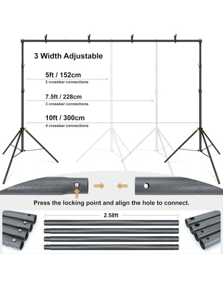Kit de Soporte para Fondos LINCO 4171 Ajustable 3.05x1.98m
