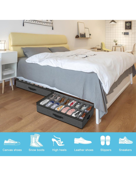 Organizador de Zapatos Bajo la Cama Besslly - 32 Pares, Gris