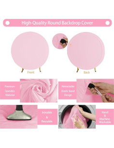 Cubierta de fondo redonda rosa Gallety 2.19m ajustable para eventos 2