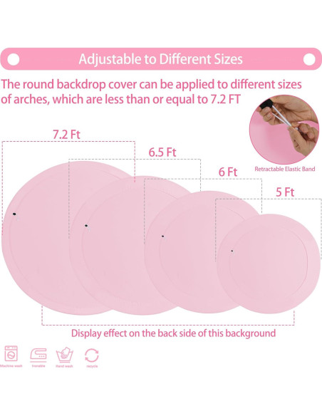 Cubierta de fondo redonda rosa Gallety 2.19m ajustable para eventos