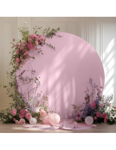 Cubierta de fondo redonda rosa Gallety 2.19m ajustable para eventos