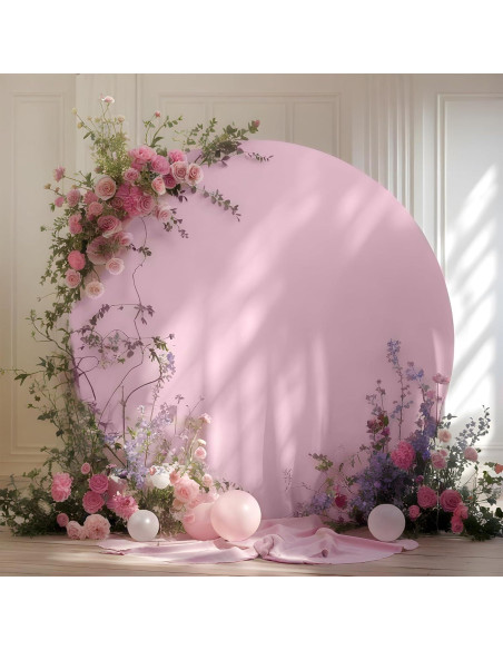 Cubierta de fondo redonda rosa Gallety 2.19m ajustable para eventos