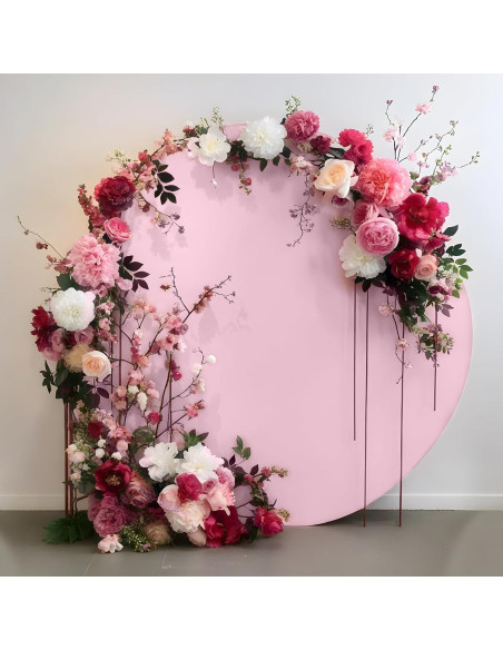 Cubierta de fondo redonda rosa Gallety 2.19m ajustable para eventos