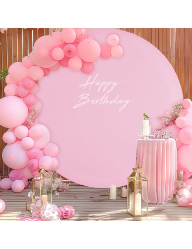 Cubierta de fondo redonda rosa Gallety 2.19m ajustable para eventos
