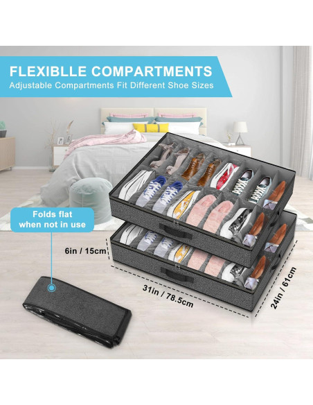 Organizador de Zapatos Bajo la Cama Besslly - 32 Pares, Gris