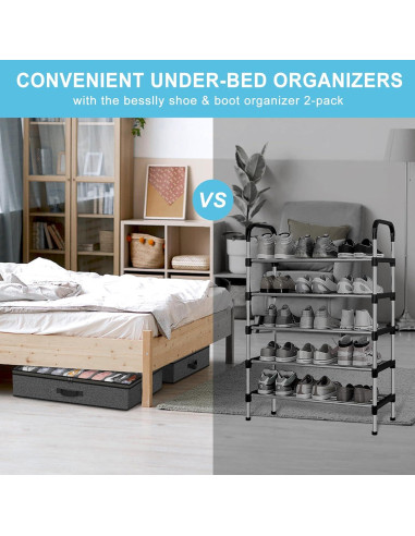 Organizador de Zapatos Bajo la Cama Besslly - 32 Pares, Gris