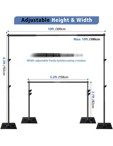Kit de Soporte para Fondo de Fotografía SLOW DOLPHIN 3.05m x 1.98m