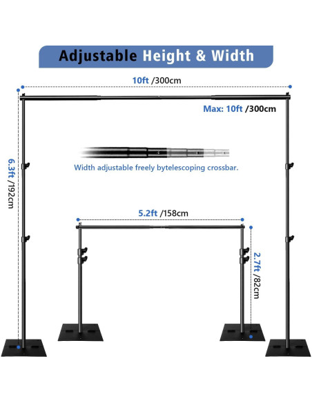 Kit de Soporte para Fondo de Fotografía SLOW DOLPHIN 3.05m x 1.98m