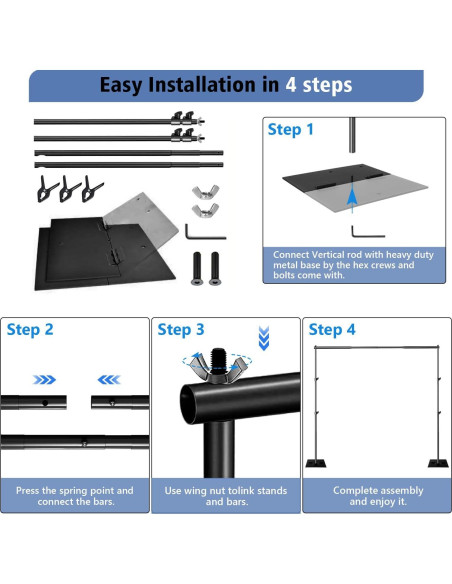 Kit de Soporte para Fondo de Fotografía SLOW DOLPHIN 3.05m x 1.98m