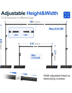 Soporte de Fondo Ajustable EMART 1.98x3.05m Metal Negro 2