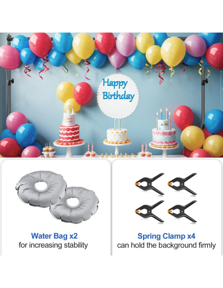 Soporte de Fondo Ajustable EMART 1.98x3.05m Metal Negro