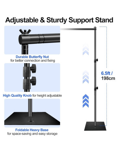 Soporte de Fondo Ajustable EMART 1.98x3.05m Metal Negro