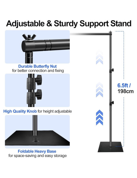 Soporte de Fondo Ajustable EMART 1.98x3.05m Metal Negro