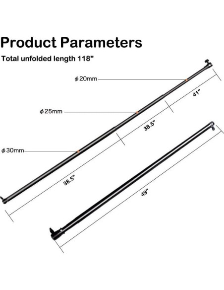 Soporte de Fondo Telescópico JORIXXY 3 Secciones 299.72 cm